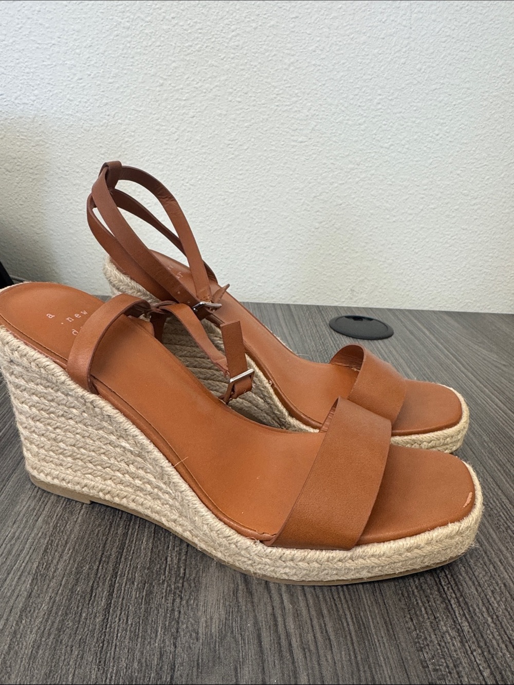 A New day Brown Wedge Espadrille Sandals - Women size 8.5